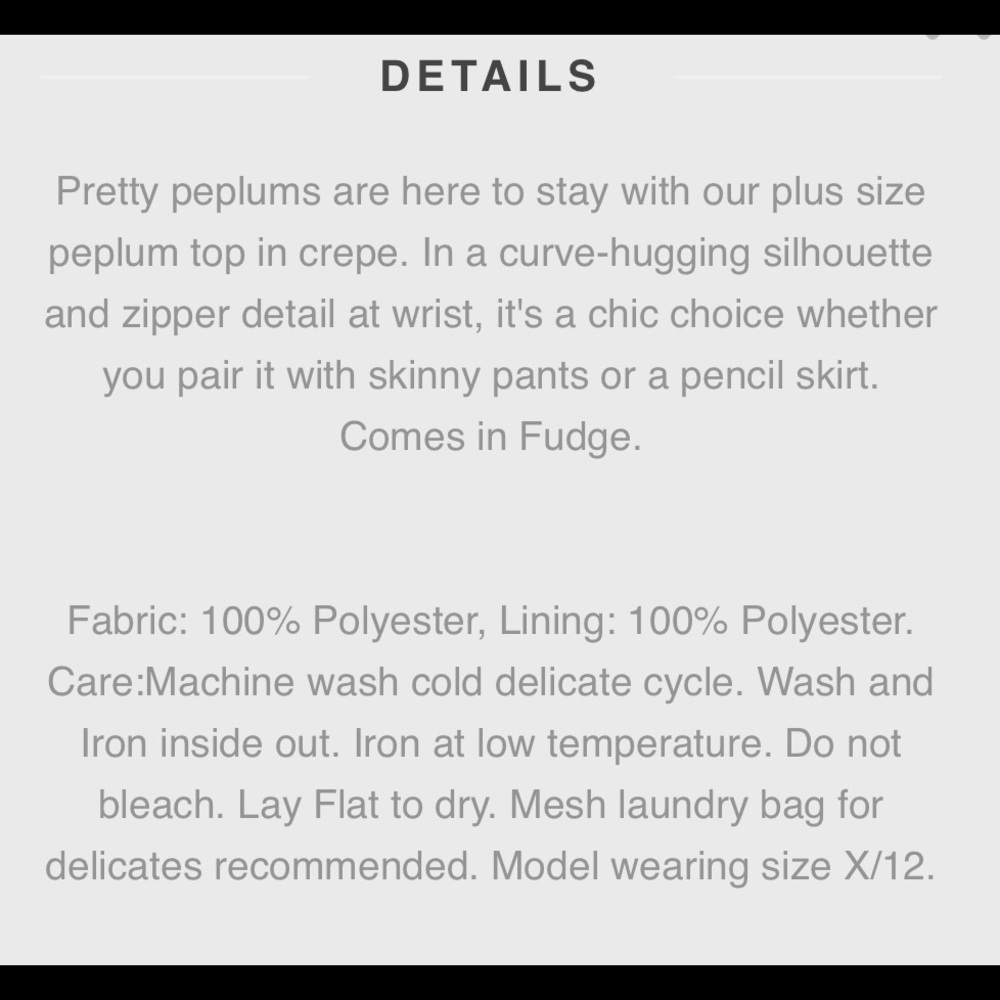 **SOLD** Mynt 1792 Peplum Crepe Top - Picture 7 of 7